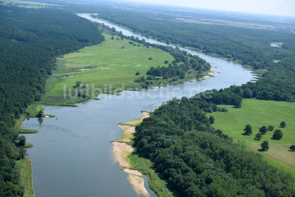 Hohenlepte aus der Vogelperspektive: Uferbereiche am Flußverlauf der Elbe in Hohenlepte im Bundesland Sachsen-Anhalt, Deutschland