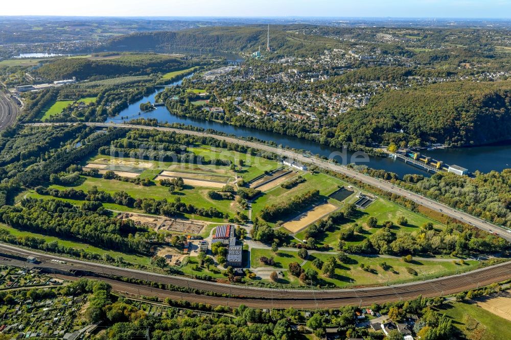 Luftbild Hagen - Uferbereiche am Flußverlauf entlang der Autobahn A1 in Hagen im Bundesland Nordrhein-Westfalen, Deutschland