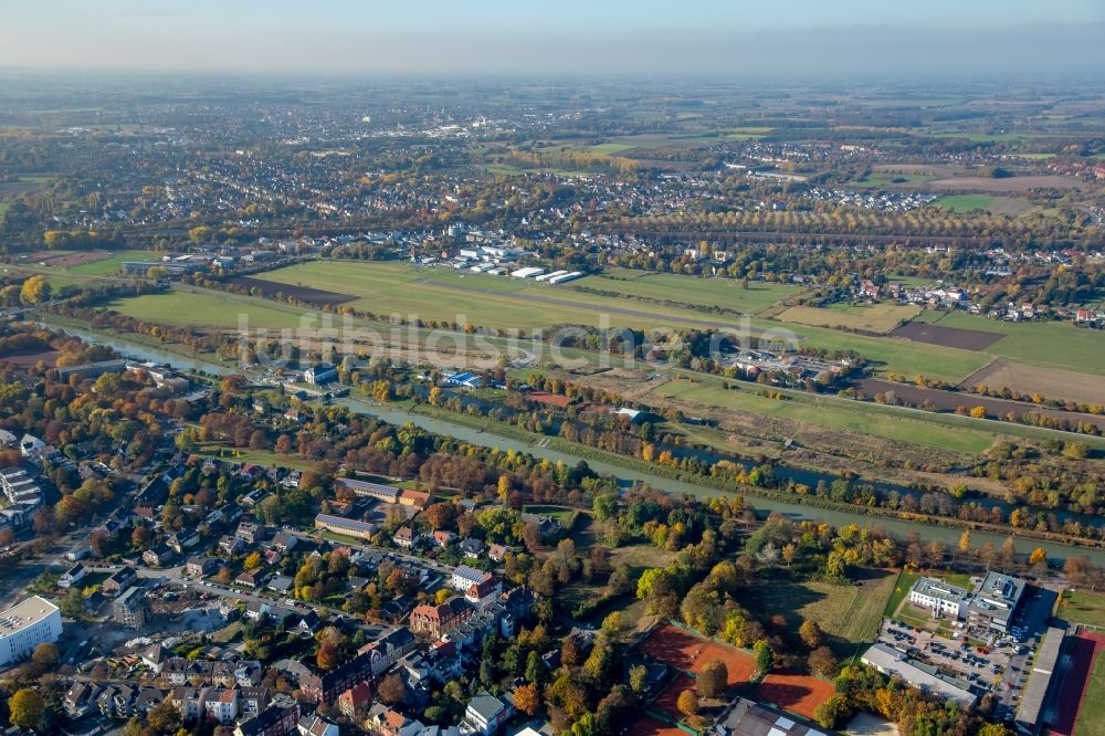 Luftaufnahme Hamm - Uferbereiche am Flußverlauf Lippe und Datteln-Hamm-Kanal in Hamm im Bundesland Nordrhein-Westfalen