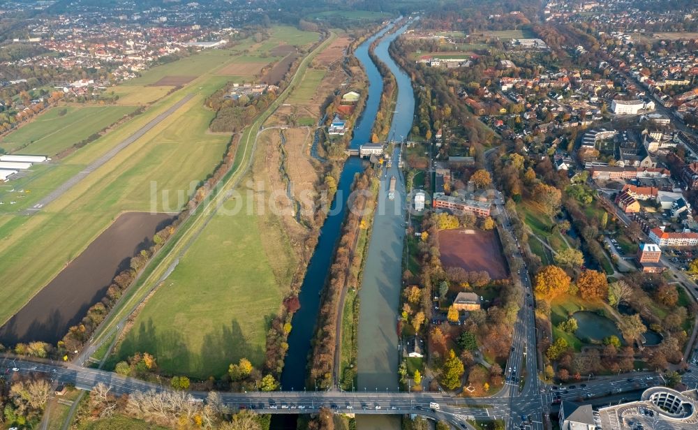 Luftbild Hamm - Uferbereiche am Flußverlauf Lippe und Datteln-Hamm-Kanal in Hamm im Bundesland Nordrhein-Westfalen