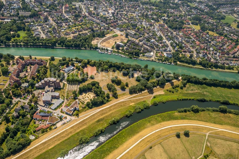 Dorsten von oben - Uferbereiche am Flußverlauf der Lippe in Dorsten im Bundesland Nordrhein-Westfalen, Deutschland