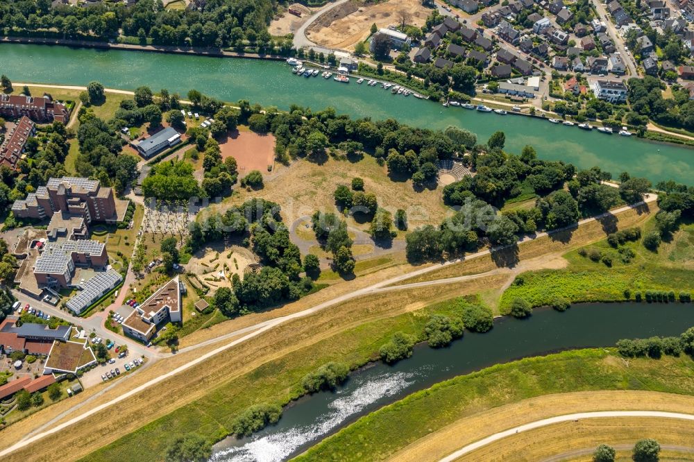 Dorsten aus der Vogelperspektive: Uferbereiche am Flußverlauf der Lippe in Dorsten im Bundesland Nordrhein-Westfalen, Deutschland