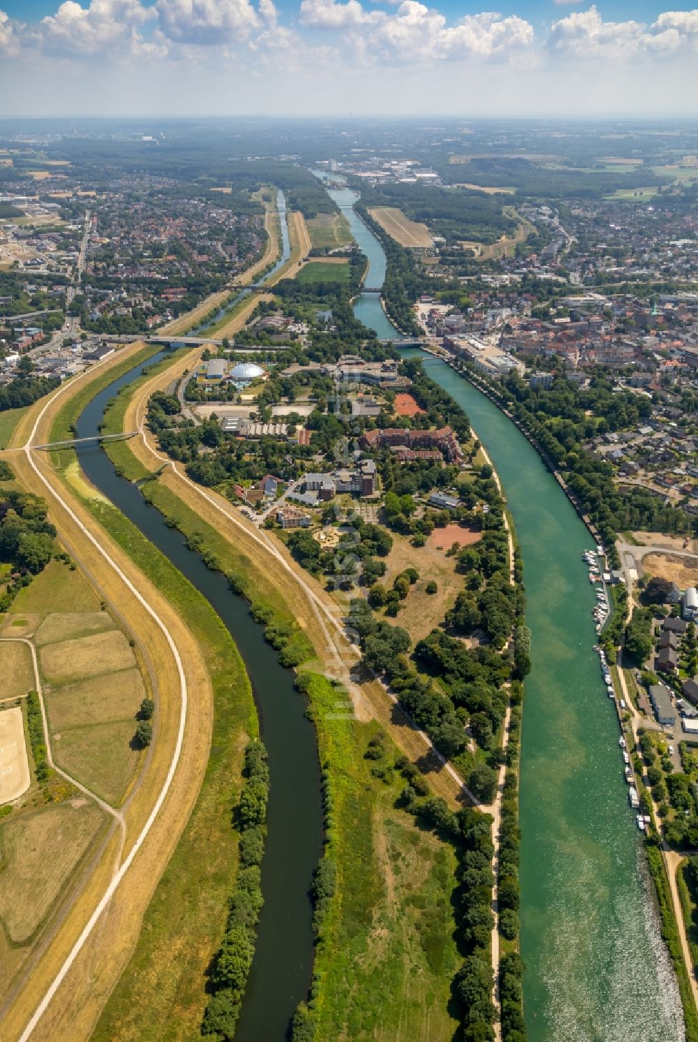 Luftbild Dorsten - Uferbereiche am Flußverlauf der Lippe in Dorsten im Bundesland Nordrhein-Westfalen, Deutschland