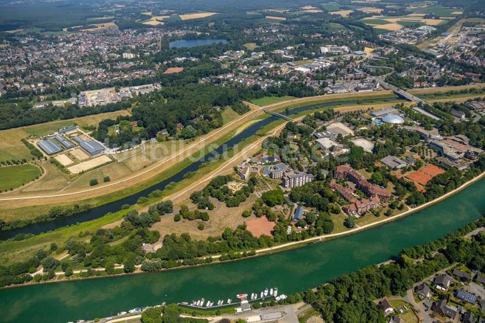 Dorsten aus der Vogelperspektive: Uferbereiche am Flußverlauf der Lippe in Dorsten im Bundesland Nordrhein-Westfalen, Deutschland