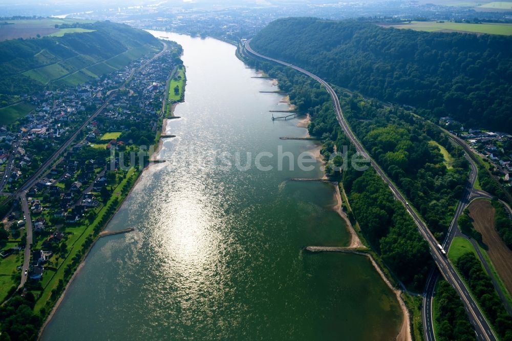 Luftbild Andernach - Uferbereiche am Flußverlauf des Rhein in Andernach im Bundesland Rheinland-Pfalz, Deutschland