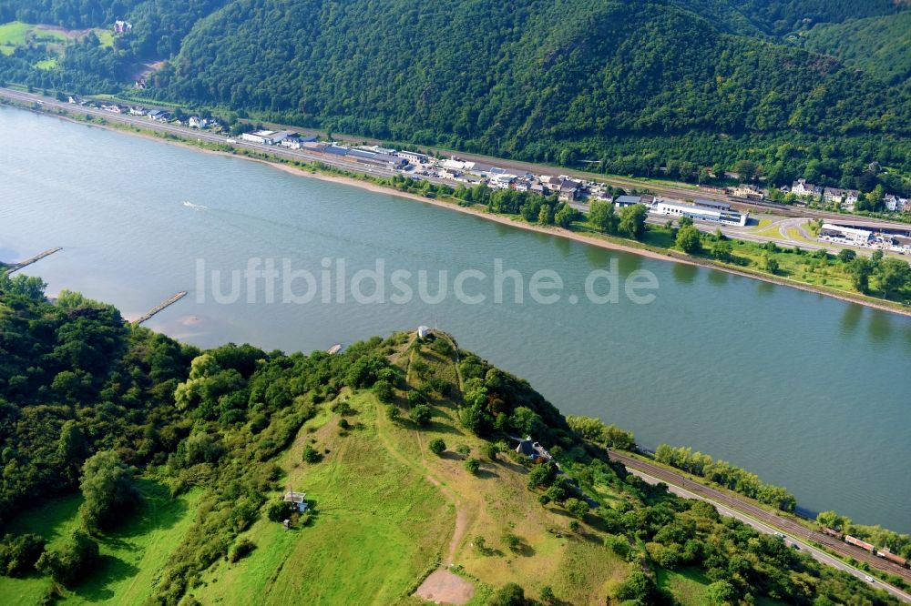 Brohl-Lützing von oben - Uferbereiche am Flußverlauf des Rhein in Brohl-Lützing im Bundesland Rheinland-Pfalz, Deutschland