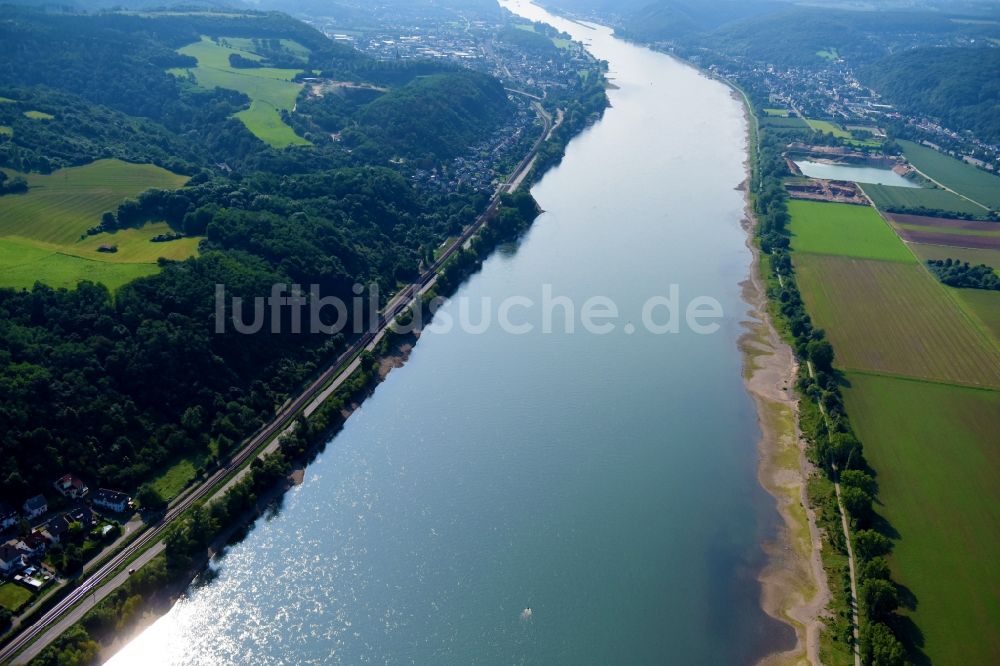 Luftbild Dattenberg - Uferbereiche am Flußverlauf des Rhein in Dattenberg im Bundesland Rheinland-Pfalz, Deutschland