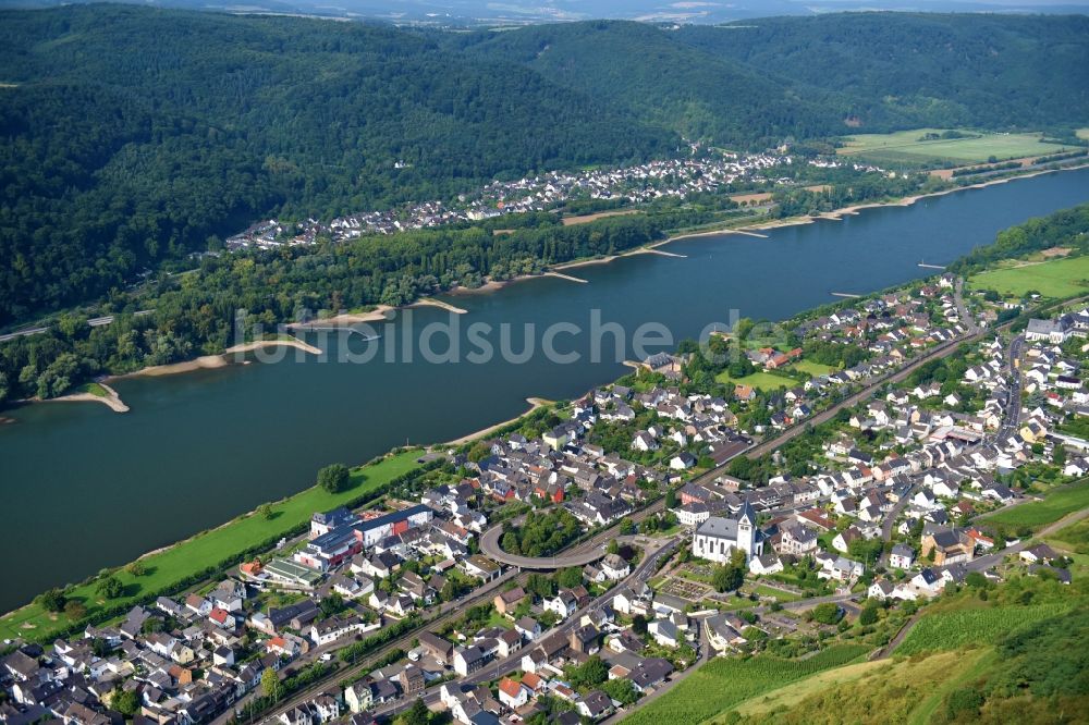 Luftbild Leutesdorf - Uferbereiche am Flußverlauf des Rhein in Leutesdorf im Bundesland Rheinland-Pfalz, Deutschland