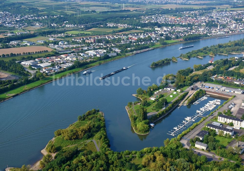 Luftbild Neuwied - Uferbereiche am Flußverlauf des Rhein in Neuwied im Bundesland Rheinland-Pfalz, Deutschland