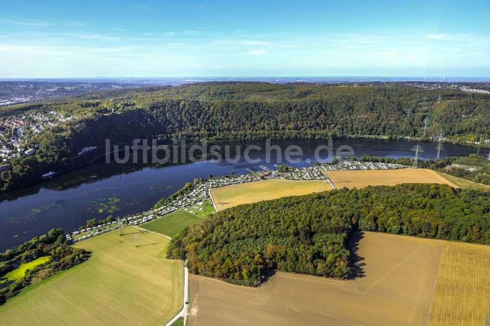 Luftaufnahme Hagen - Uferbereiche am Flußverlauf der Ruhr in Hagen im Bundesland Nordrhein-Westfalen, Deutschland