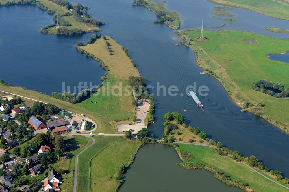 Luftaufnahme Weyhe - Uferbereiche am Flußverlauf der Weser zum Altarm der Weser in Weyhe im Bundesland Niedersachsen