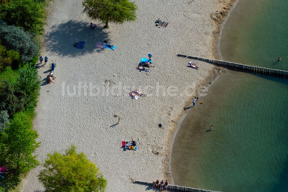 Luftbild Markkleeberg - Uferbereiche am Freibad am Markkleberger See in Markkleeberg im Bundesland Sachsen, Deutschland