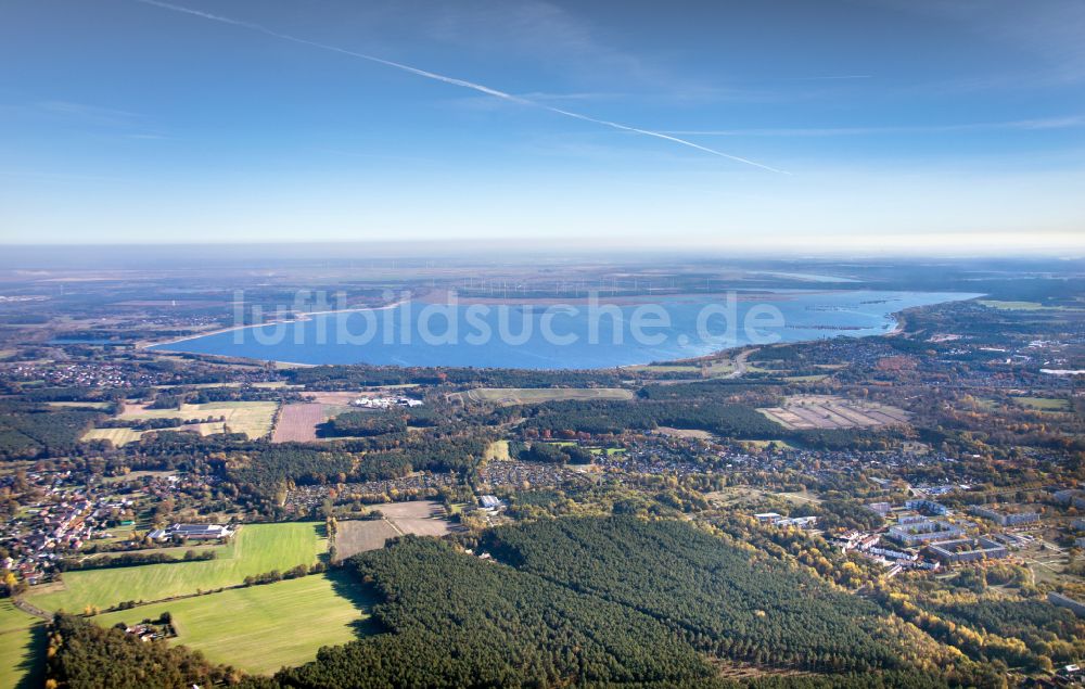 Luftaufnahme Teichland - Uferbereiche des gefluteten ehemaligen Braunkohle- Tagebaus und Renaturierungs- Sees Cottbuser Ostsee in Teichland im Bundesland Brandenburg, Deutschland