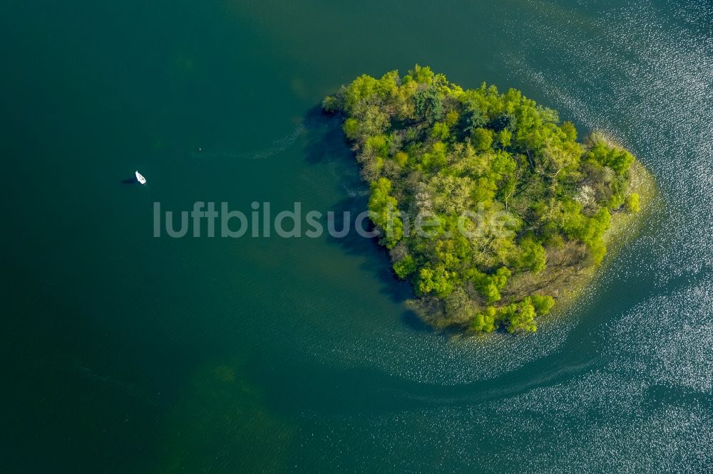 Luftbild Düsseldorf - Uferbereiche an der Insel im Unterbacher See in Düsseldorf im Bundesland Nordrhein-Westfalen