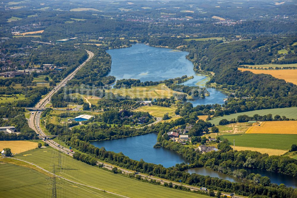 Bochum von oben - Uferbereiche des Kemnader See und der Ruhr in Witten im Bundesland Nordrhein-Westfalen