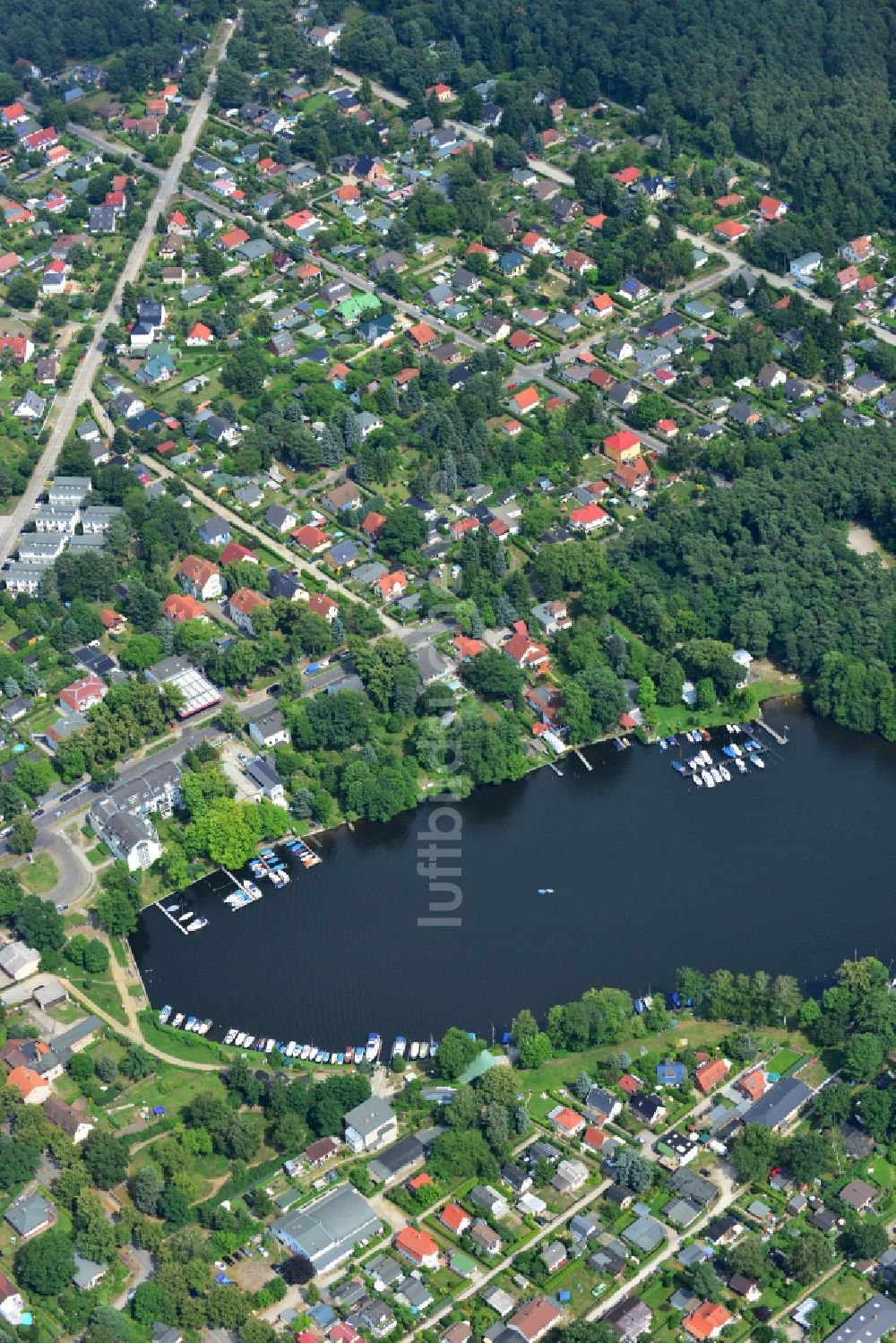 Luftbild Berlin Rahnsdorf - Uferbereiche Müggelwerder, Entenwall an der Müggelspree / Kleiner Müggelsee in Berlin Rahnsdorf