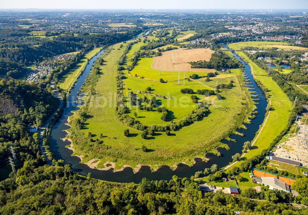 Luftbild Hattingen - Uferbereiche am Ruhr- Flußverlauf in Hattingen im Bundesland Nordrhein-Westfalen, Deutschland