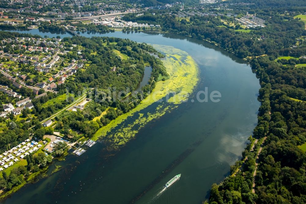 Heisingen von oben - Uferbereiche am Ruhr Flußverlauf in Heisingen im Bundesland Nordrhein-Westfalen