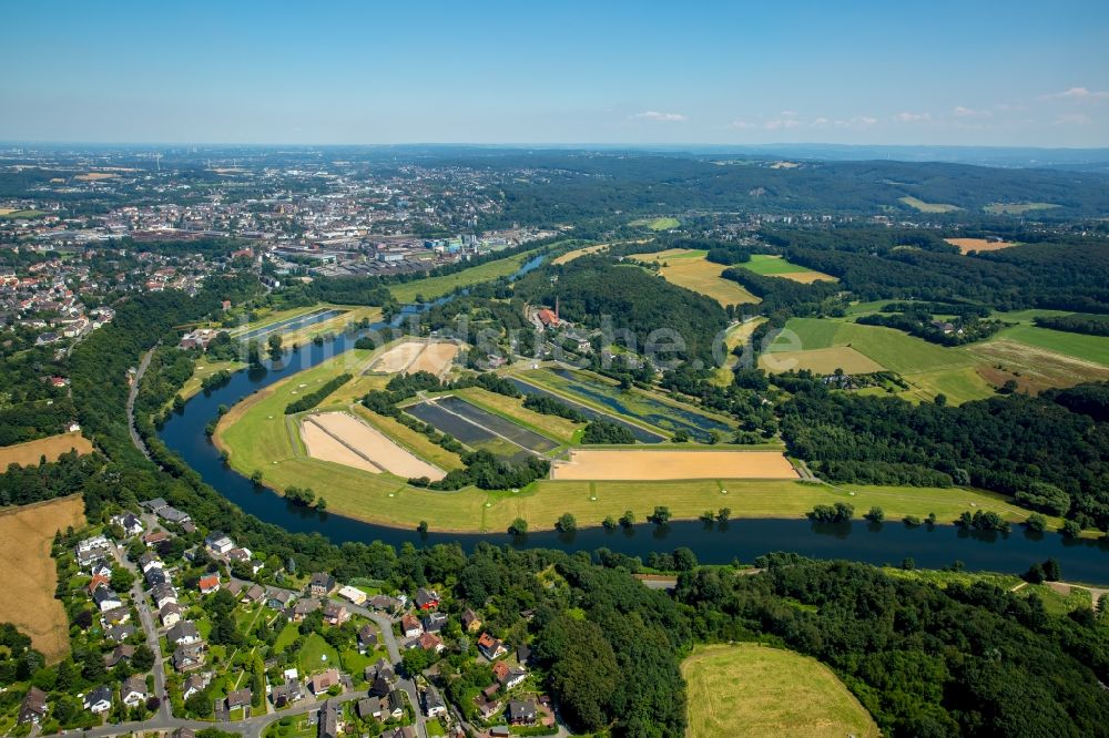 Herbede von oben - Uferbereiche am Ruhr Flußverlauf in Herbede im Bundesland Nordrhein-Westfalen