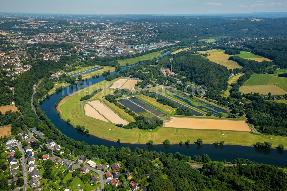 Herbede aus der Vogelperspektive: Uferbereiche am Ruhr Flußverlauf in Herbede im Bundesland Nordrhein-Westfalen