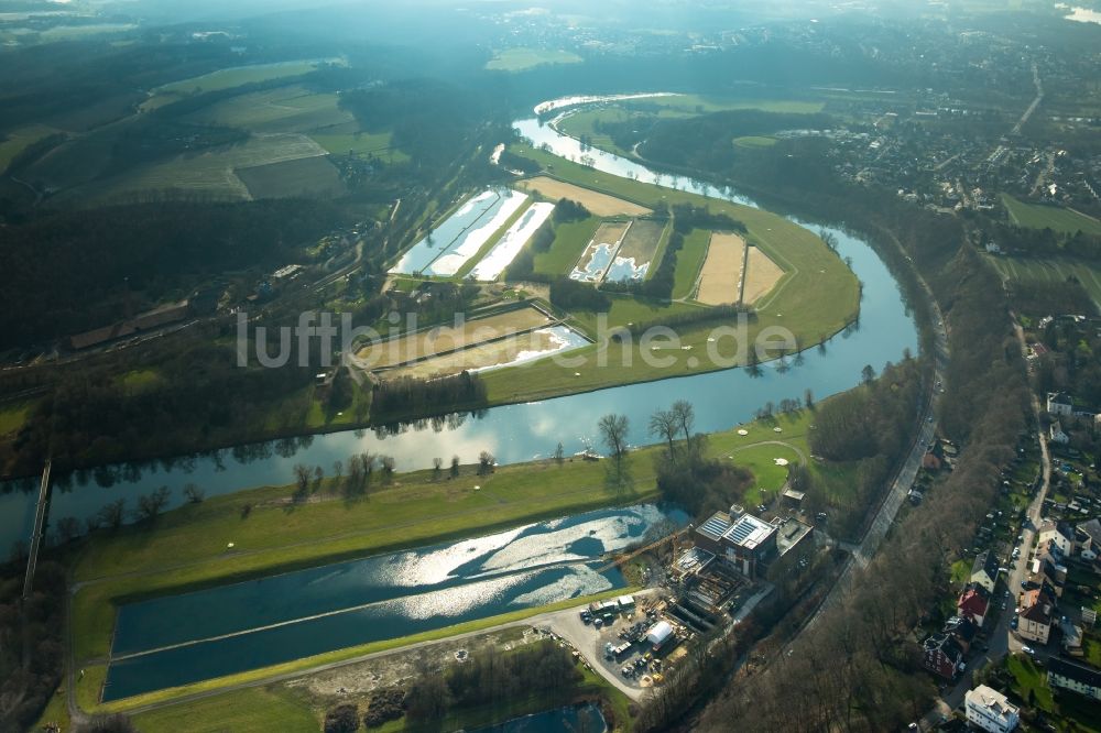 Witten von oben - Uferbereiche am Ruhr Flußverlauf in Witten im Bundesland Nordrhein-Westfalen