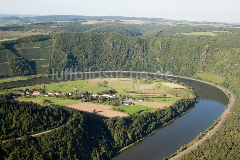 Luftbild Taben-Rodt - Uferbereiche am Saar Flußverlauf im Ortsteil Hamm in Taben-Rodt im Bundesland Rheinland-Pfalz