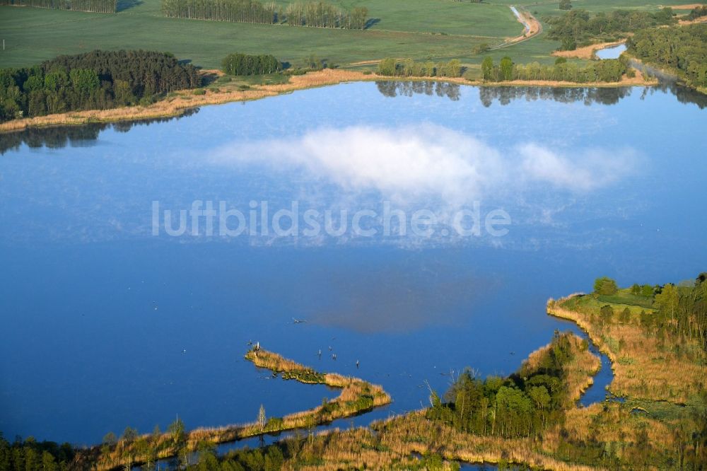 Luftaufnahme Dreetz - Uferbereiche am Seegebiet des Dreetzer Sees und Wolken über der Wasseroberfläche in Dreetz im Bundesland Brandenburg, Deutschland