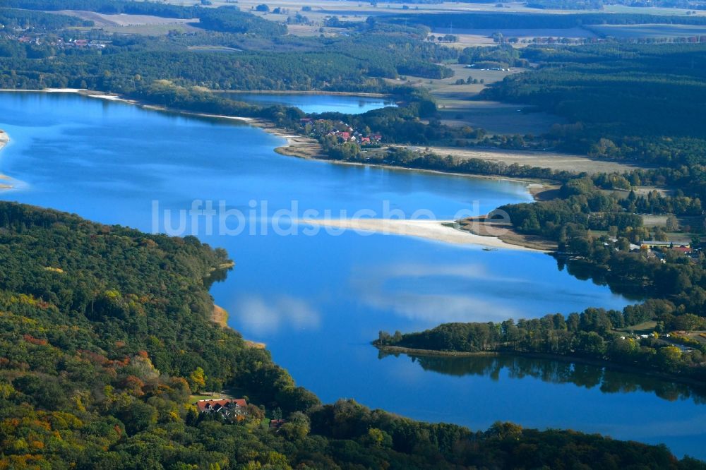 Luftbild Seddin - Uferbereiche des Sees Großer Seddiner See in Seddin im Bundesland Brandenburg, Deutschland