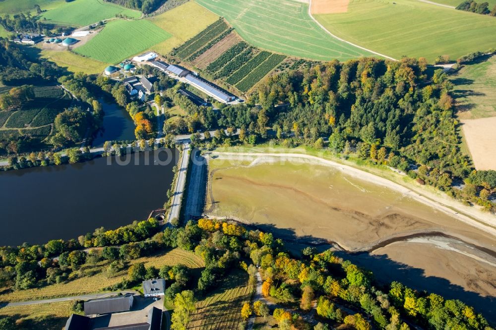 Luftaufnahme Meschede - Uferbereiche des Sees Hennesee in Meschede im Bundesland Nordrhein-Westfalen