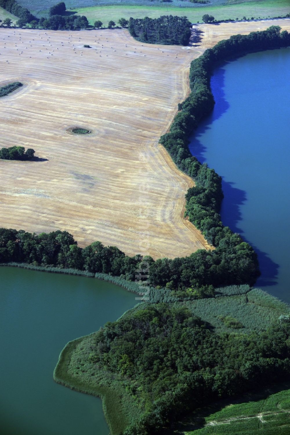 Neu Gaarz aus der Vogelperspektive: Uferbereiche des Sees Hofsee - Tiefer See in Neu Gaarz im Bundesland Mecklenburg-Vorpommern