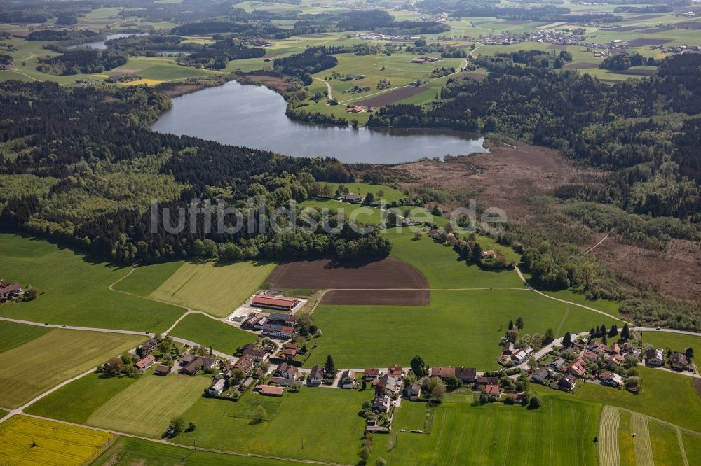 Luftaufnahme Bad Aibling - Uferbereiche des Sees Hofstätter See in Bad Aibling im Bundesland Bayern, Deutschland