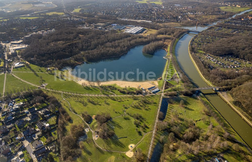 Luftaufnahme Horstmar - Uferbereiche des Sees Horstmarer See in Horstmar im Bundesland Nordrhein-Westfalen, Deutschland