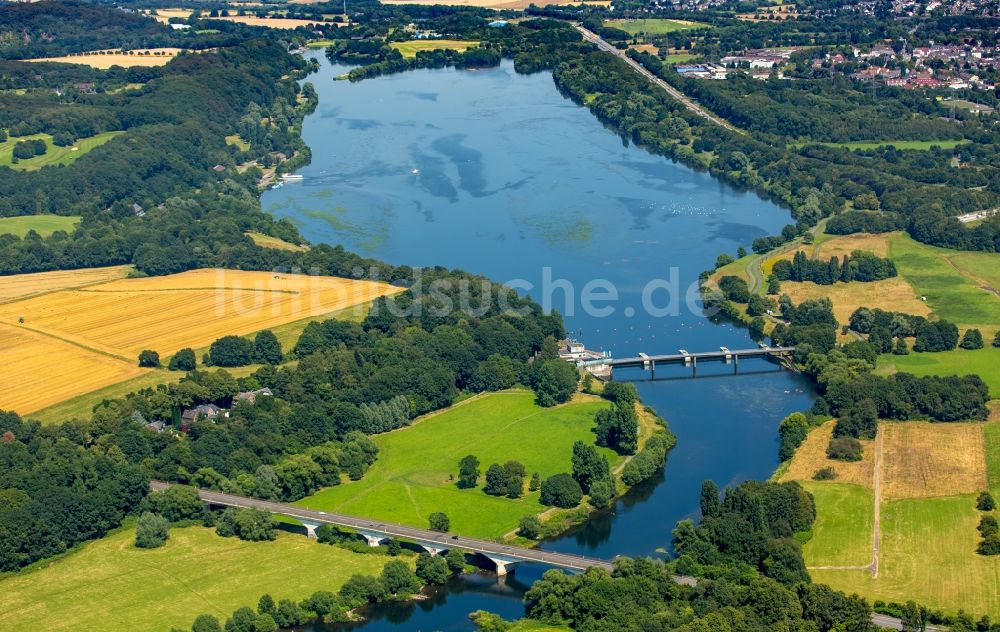 Herbede von oben - Uferbereiche des Sees Kemnader See in Herbede im Bundesland Nordrhein-Westfalen