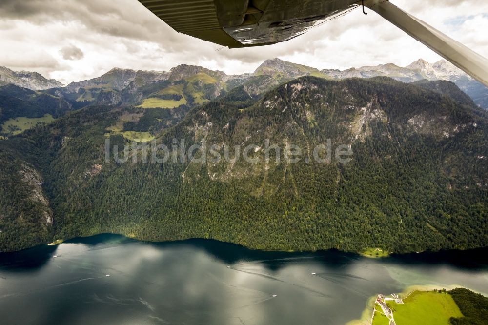 Luftbild Schönau - Uferbereiche des Sees Königssees in Schönau im Bundesland Bayern