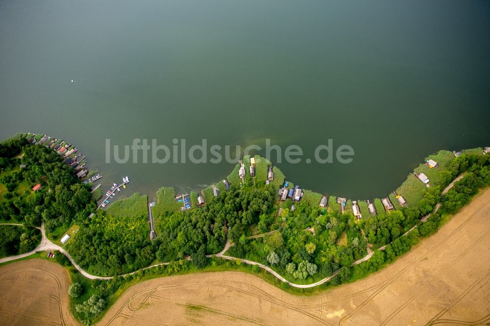 Krakow am See aus der Vogelperspektive: Uferbereiche des Sees Krakower See in Krakow am See im Bundesland Mecklenburg-Vorpommern