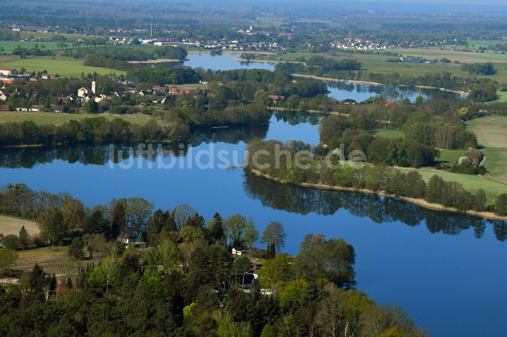 Luftaufnahme Hammer - Uferbereiche des Sees Kuhpanzsee bei Hammer im Bundesland Brandenburg, Deutschland