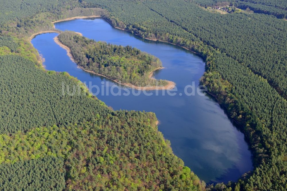 Luftaufnahme Temmen-Ringenwalde - Uferbereiche des Sees Libbesickesee in Temmen-Ringenwalde im Bundesland Brandenburg