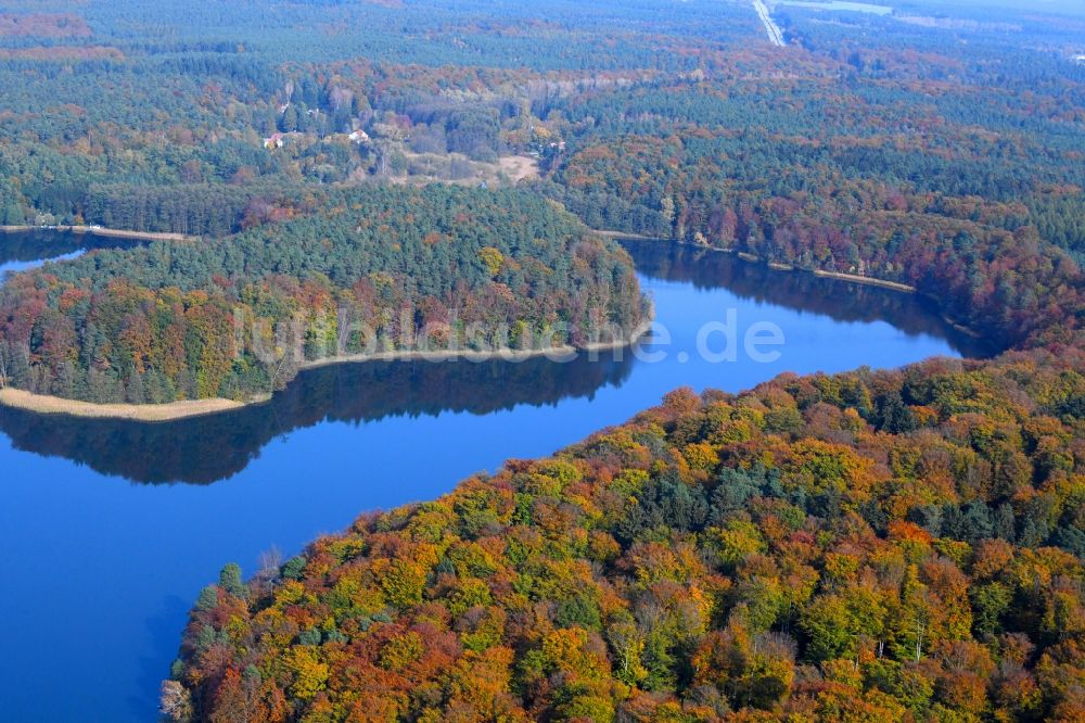 Luftaufnahme Lanke - Uferbereiche des Sees Liebnitzsee in Lanke im Bundesland Brandenburg, Deutschland