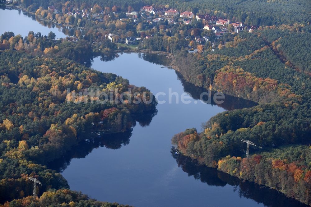 Luftaufnahme Kagel-Finkenstein - Uferbereiche des Sees Möllensee in Grünheide (Mark) im Bundesland Brandenburg