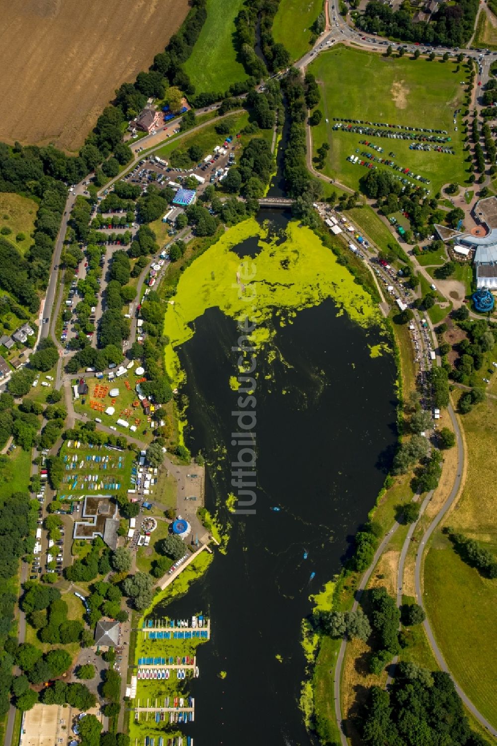 Witten von oben - Uferbereiche des Sees Oelbach in Witten im Bundesland Nordrhein-Westfalen