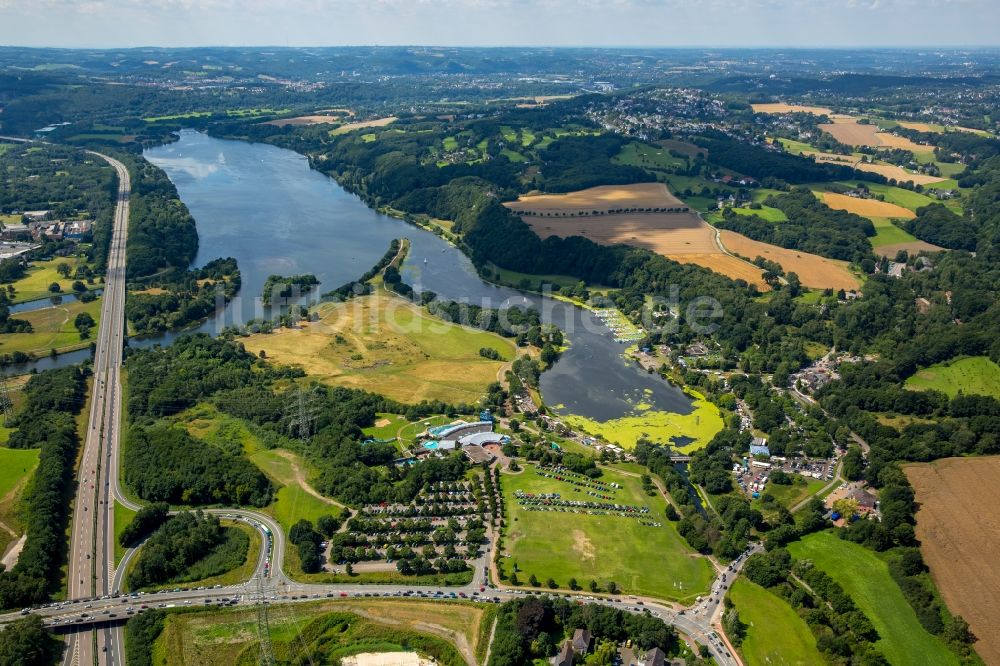 Luftaufnahme Witten - Uferbereiche des Sees Oelbach in Witten im Bundesland Nordrhein-Westfalen