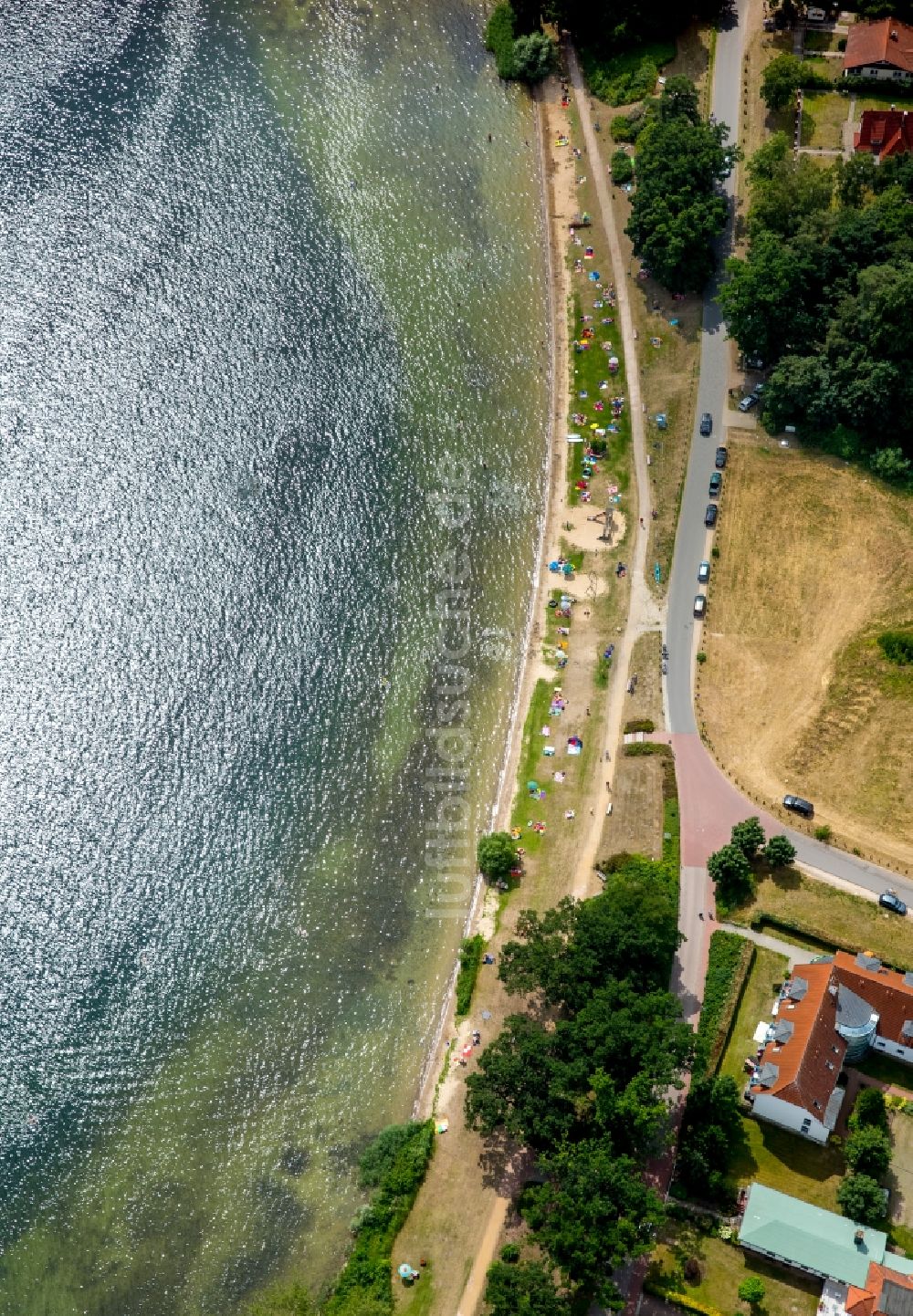 Luftaufnahme Plau am See - Uferbereiche des Sees Plauer See in Plau am See im Bundesland Mecklenburg-Vorpommern