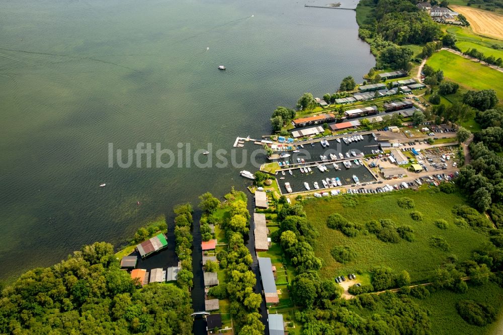 Plau am See aus der Vogelperspektive: Uferbereiche des Sees Plauer See in Plau am See im Bundesland Mecklenburg-Vorpommern