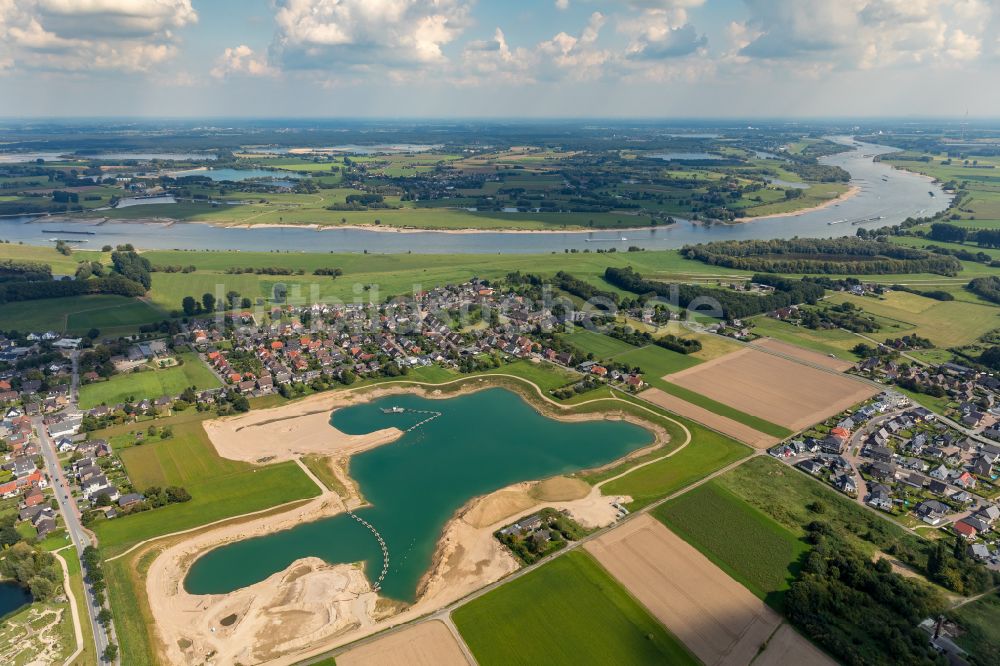 Xanten von oben - Uferbereiche des Sees Prekkesee in Xanten im Bundesland Nordrhein-Westfalen, Deutschland