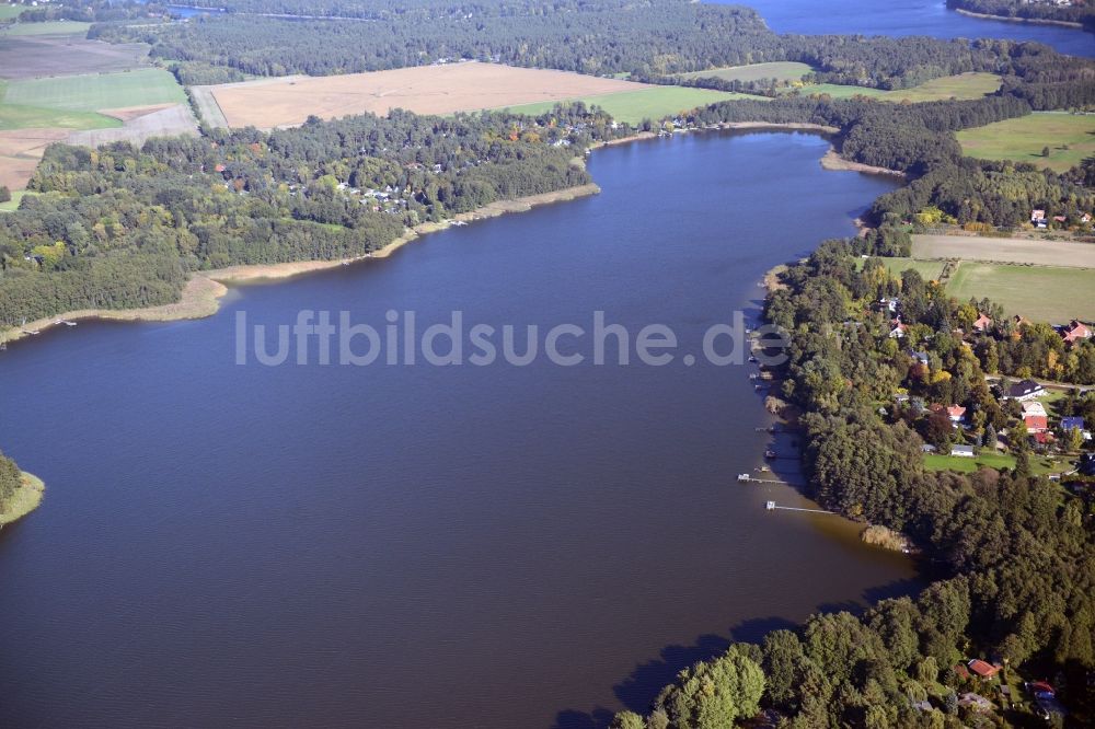 Rahmer See aus der Vogelperspektive: Uferbereiche des Sees Rahmer See in Rahmer See im Bundesland Brandenburg