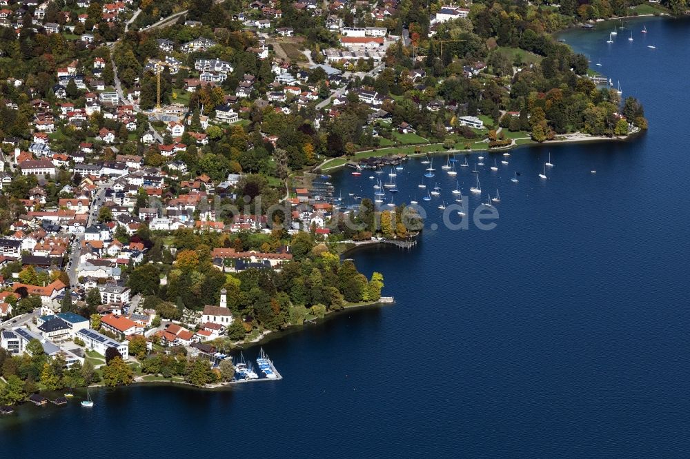 Luftbild Tutzing - Uferbereiche des Sees Starnberger See in Tutzing im Bundesland Bayern