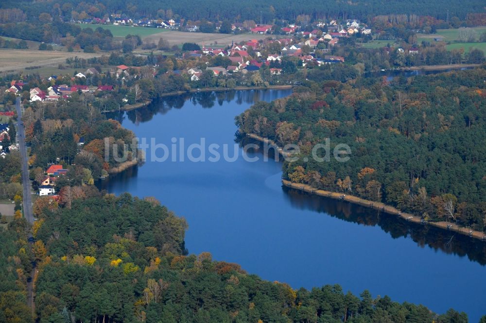 Stolzenhagen von oben - Uferbereiche des Sees Stolzenhagener See in Stolzenhagen im Bundesland Brandenburg, Deutschland