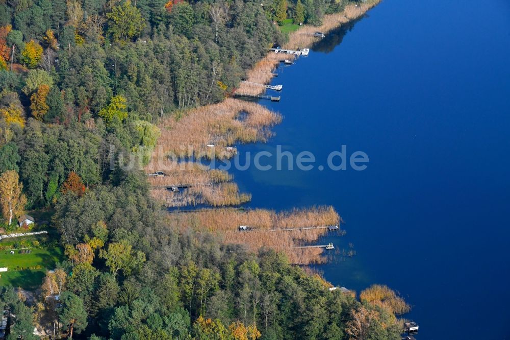 Luftaufnahme Stolzenhagen - Uferbereiche des Sees Stolzenhagener See in Stolzenhagen im Bundesland Brandenburg, Deutschland