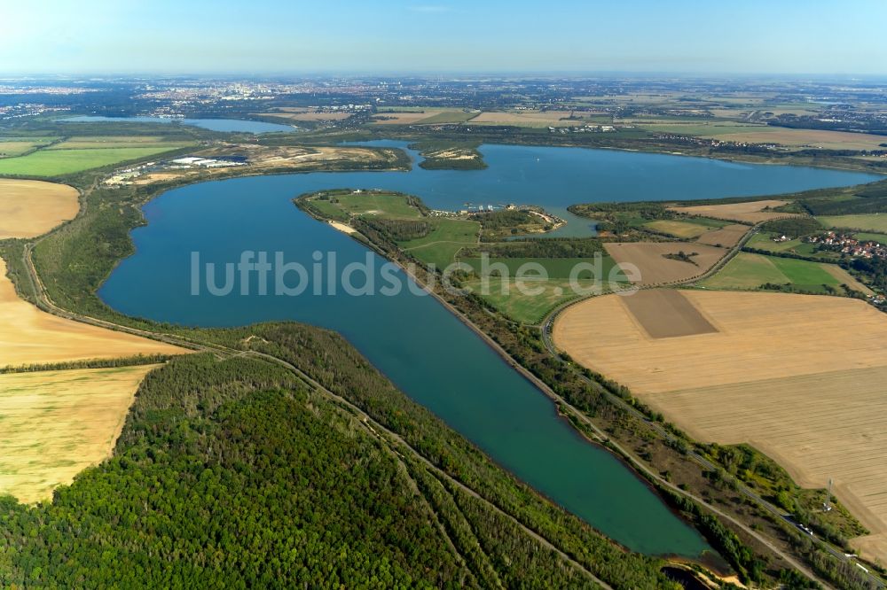 Großpösna von oben - Uferbereiche des Sees Störmthaler See in Großpösna im Bundesland Sachsen, Deutschland