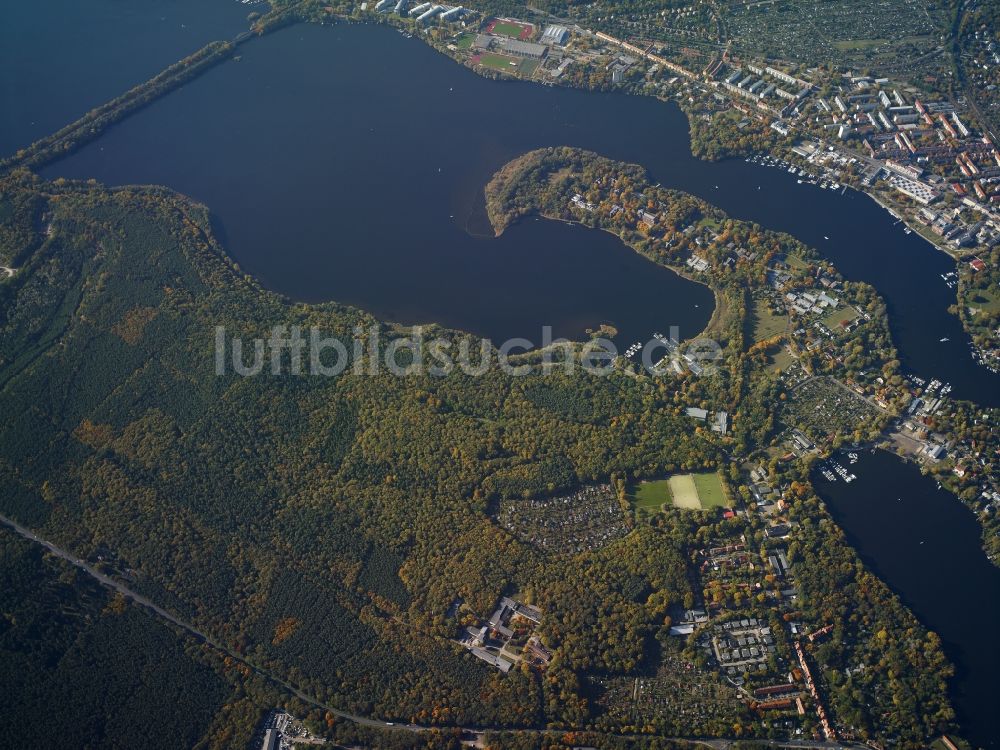 Luftbild Schwielowsee - Uferbereiche des Sees Templiner See in Schwielowsee im Bundesland Brandenburg